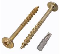 Marcopol (Pack of 20 pcs) Galvanized Steel 6.0 x 70 mm Yellow Wood Screws, Torx Head, Wafer Head, Timber Screws, Partially Threaded (20, 6.0 x 70 mm)