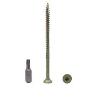 Marcopol (Pack of 200 pcs) Green Anti-corrosion Finish 5.0 x 90 mm Timber Decking Screws, Wood Screws, Torx Head, Type 17, Countersunk Head, Exterior Screw (200, 5.0 x 90 mm)