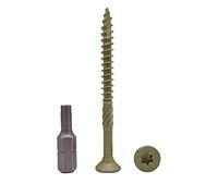 Marcopol (Pack of 50 pcs) Green Anti-corrosion Finish 5.0 x 60 mm Timber Decking Screws, Wood Screws, Torx Head, Type 17, Countersunk Head, Exterior Screw (50, 5.0 x 60 mm)