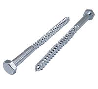 Marcopol (Pack of 6 pcs) DIN 571 Zinc Plated Steel Hexagon Wood Screws M10 x 150 mm, Hex Screw, Lag Bolts, Hex Head, Coach Screws (6, M10 x 150 mm), Silver