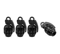 Marcraft Black Colour Grenades Aluminium Tyre Valve Caps Dust Caps (4 Pack) Universal Wheel Tyre Valve Caps Dust Caps for Cars, SUVs, Bicycles, Motorcycles, Trucks | Screw-On