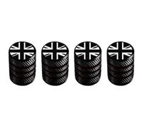 Marcraft Corrosion Resistant (Black) (Laser Engraved Union Jacks) Metal Tyre Wheel Alloy Valve Caps Dust Caps (4 Pack) Universal for Cars, SUVs, Bicycles, Motorcycles, Trucks | Plastic Insert