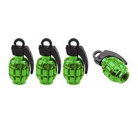 Marcraft Green Colour Grenades Aluminium Tyre Valve Caps Dust Caps (4 Pack) Universal Wheel Tyre Valve Caps Dust Caps for Cars, SUVs, Bicycles, Motorcycles, Trucks | Screw-On