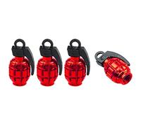 Marcraft Red Colour Grenades Aluminium Tyre Valve Caps Dust Caps (4 Pack) Universal Wheel Tyre Valve Caps Dust Caps for Cars, SUVs, Bicycles, Motorcycles, Trucks | Screw-On