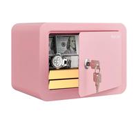 Marcree 0.23 Cubic Small Safe Box for Home, Mini Safes for Kids, Pink Safe with Key, Security Cabinet Safes with Cutting-edge Bending, Lock Box with Keys for Money Cash, 6.69x 9.06x 6.69 Inches, Pink