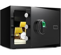 Marcree 0.6 Cub Small Safe, Money Safes with Fingerprint Lock, Fingerprint Safe Box Fireproof Waterproof with 3 Locking Bolts, Security Small Safes for Home Firearm Money Valuables Documents, Black