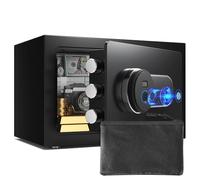 Marcree Safe Box with Fireproof Waterproof Bag, 0.5 Cub Small Home Safety Box with Key, Biometric Fireproof Personal Safes, Fingerprint Money Safe for Home Hotel Bedroom, Fingerprint Unlock