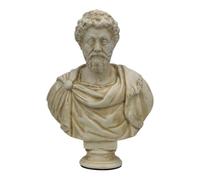 Marcus Aurelius Bust - Roman Emperor & Stoic Philosopher Beige Sculpture | Handmade Greek Plaster Art | Classical Décor 7 in