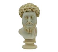 Marcus Aurelius Bust Statue, Roman Emperor & Stoic Philosopher Sculpture, Cast Marble Patina Finish, Handmade in Greece, Classical Roman Decor, 9.85 Inch