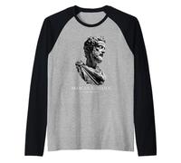 Marcus Aurelius Statue Bust Stoic Emperor Roman Philosophy Raglan Baseball Tee