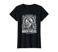 Marcus Aurelius Stoic Emperor Roman Philosophy Value Graphic T-Shirt, Women, Black, L