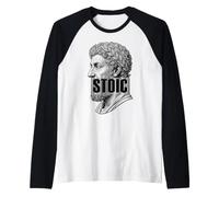 Marcus Aurelius Stoic Philosophy Barcode Philosopher Raglan Baseball Tee