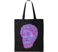 Marcus Aurelius Vaporwave Aesthetic Statue Art Natural Ecological Cotton Tote Bag Black