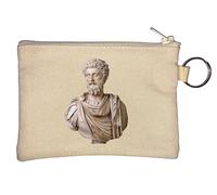 Marcus Aurelius Western Roman Empire Bust Key Chain Coin Purse Beige