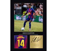 Marcus Rashford Gift Signed A4 Print Display Framed Barcelona Gifts For Boys Digitally Reproduced Signature Rashford Gifts For Men (Framed)