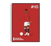 Marcus Rashford Poster, Modern Football Wall Art Print, Minimalist Soccer Gift for Fans (Marcus Rashford, A4, Unframed)