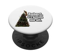 Marcus the Worm Climbing Christmas Tree Funny Holiday Humor PopSockets Adhesive PopGrip