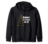 Marcus the Worm Climbing Christmas Tree Funny Holiday Humor Zip Hoodie