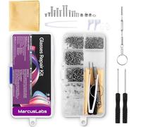 MarcusLabs Glasses Repair Kit, Spectacles Repair Tool Kit Set, with Mini Screwdriver Set, Screws Nut, Silicone Nose Pads, Glasses Cloth, Tweezer