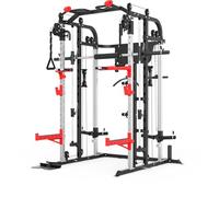 Marcy SM4500 Smith Machine Power Rack with Cable Crossover, Pull Up Bar & Safety Catchers - Heavy Duty Home Gym for Squats, Bench Press & Full Body Strength Training