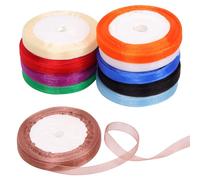 Mardatt 10 Rolls 0.4 Inch x 25 Yards Shimmer Sheer Ribbon Gift Wrapping Ribbon Sheet, 10 Colors Transparent Chiffon Ribbons for Floral Bouquet Wedding Decorating