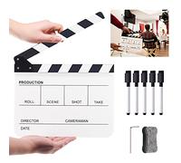 Mardatt 10 x 12 Inch Acrylic Dry Erase Movie Clapper Board Set, Director Clapboard Cut Action Scene Board with 5 Markers, 1 Eraser and 1 Wrench, Ideal for Video Production Projects Decor
