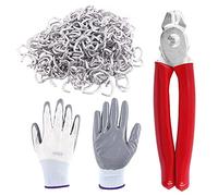 Mardatt 1002 Pcs Galvanized 1/2 Inch D Hog Rings with Flat Hog Ring Pliers, Upholstery Installation Kit for Upholstery, Bungee, Meat & Sausage Casings, Animal Pet Cages, Auto
