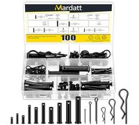 Mardatt 100Pcs Carbon Steel Clevis Pin Cotter Pin R Pin Assortment Kit, Include 10 Sizes M5 M6 M8 M10 M12 Flat Head Single Hole Clevis Pins and M2 M3 M4 Split Cotter Pins/ R Clips