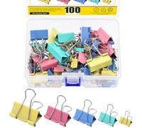 Mardatt 100Pcs Colorful Binder Clips Set, Assorted Sizes Paperclips Binder Paper Clips Large Medium Small Colored Paper Clamps Binder Clips for Home School Office Supplies