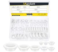Mardatt 100Pcs White Rubber Grommets Kit, 8 Sizes Firewall Solid Closed Hole Plug Wire Protection Grommets for Wiring, Fit 2/13", 1/5", 5/16", 3/8", 1/2", 3/4", 13/16", 1" Drill Hole