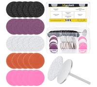 Mardatt 101pcs Replacement Sandpaper Discs with Metal Nail Drill Bit kit, 25mm/1” 80/120/150/180/240 Gift Round Manicure Pedicure Sanding Paper Disc for Remover Foot Dead Skin