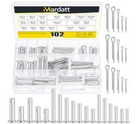 Mardatt 102Pcs 18 Sizes Carbon Steel Flat Head Clevis Pins with Random Size Split Cotter Pin Assortment Kit, M5 M6 M8 M10 M12 Zinc-Plated, Silver