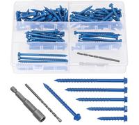 Mardatt 102Pcs 3/16” 5 Sizes Concrete Screws, Slotted Hex Washer Head Concrete Screws Anchor with Drill Bit and Hex Bit Socket, Self Tapping Masonry for Anchoring to Masonry Block Brick Stucco