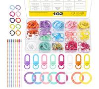 Mardatt 102Pcs Colorful Trigger Spring O Rings, Lobster Claw Clasps Carabiner Clip Binder Key Rings Metal Keychain Snap Hooks Buckle Circle Purse Shoulder Bag Chain Ring for DIY Charms Crafts