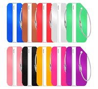 Mardatt 10Pcs Aluminum Alloy Luggage Tags Set, Travel Luggage Tags Business Card Holder with Metal Loops Secure Fastening Suitcase Tags Quickly Spot Luggage for Travel