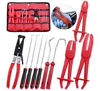 Mardatt 10Pcs Hose Clamp Pliers Kit Include O Hose Clamp Pliers with 6Pcs Hose Removal Hook Set 3Pcs Plastic Hose Pinch Tool Set for Car Truck Radiator Fuel Oil Water Pipe Repair (Red)