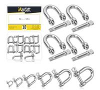 Mardatt 10PCS M4 304 Stainless Steel D Ring Shackles, Silver Screw Pin Anchor Bow Shackle, Marine Grade Clevis Shackle for Heavy Duty Tow Strap Construction or Wire Lifting Outdoor Camping Rope