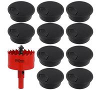 Mardatt 11Pcs 2" Desk Grommet and Hole Saw with Arbor, Desk Cable Wire Grommet Cord Bi-Metal Hole Saw Hole Cover Desk Cable Cord Organizer for Home Office Equipment