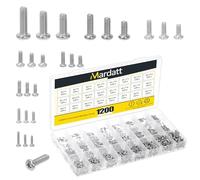 Mardatt 1200PCS Phillips Pan Head Small Machine Screws, M1/M1.2/M1.4/M1.6/M1.7/M2.4/M2.5/M3 Mini Electricians Screw Carbon Steel Metric Micro Screws for Eyeglasses,Watches,Mobile Phone - Silver