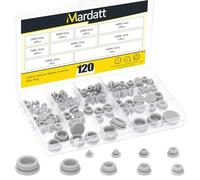Mardatt 120PCS Rubber Hole Plugs for Round Holes 1/8” 5/32” 1/5” 1/4” 7/25” 5/16” 3/8” 1/2” 5/8”, Grey Waterproof Silicone Closed Grommet, Round Snap Locking Hole Plug for Car Auto Wiring Furniture