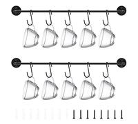 Mardatt 12Pcs Coffee Mug Holder with S Hooks, Mug Cup Holder Wall Mounted Cup Hanger Display Decor Mug Racks Rustic Utensil Tea Cups Storage Organizer Pots Hanging Rack for Kitchen Wall Coffee Barr