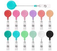 Mardatt 12Pcs Retractable Badge Reel, 12 Solid Colors ID Badge Reel Clip ID Name Badge Clip Holder with Alligator Clip Cute Badge Reel Retractable Key Clip for Doctor Teacher Office Worker