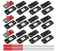 Mardatt 12Set Cabinet Magnetic Catch Stainless Steel Cabinet Door Magnets Thin Cabinet Door Magnets Equipped with Double-Sided Adhesive and Screw for Drawer Kitchen Cabinet (Black)