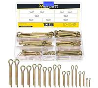 Mardatt 136Pcs 9 Sizes Cotter Pins Assortment Kit, Zinc Plated Steel Cotter Pin Split Pin Fastener Clips Hardware Pins for Lawn Mowers, Trucks, Tractors, Power Equipment