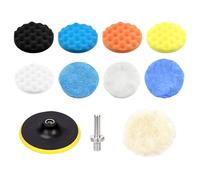 Mardatt 13Pcs 7" Car Polishing Pad Kit Includes Wave Foam Polishing Pads, 7 to 8 Inch Car Polisher Pad Bonnets, Microfiber Fast Finishing Pad, Hook and Loop Pad and Drill Adapter for Car Polishing