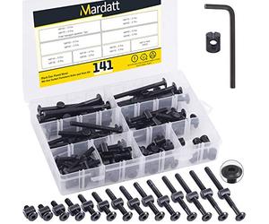 Mardatt 140Pcs M6 Crib Screws Hardware Replacement Kit Baby Bed Hex Socket Head Screws Bolts and Barrel Nuts w 1 Allen Wrench -14 Sizes Crib Bolts for Furniture