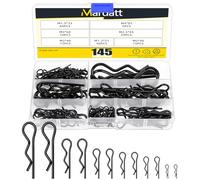 Mardatt 145Pcs 6 Sizes Hitch Pin R Clip Assortment Kit, Carbon Steel R Pins Cotter Pins R Clips Hitch Pins Spring Retaining Pins for Trailer Tractor Mower Carts, M1.2 M1.5 M2 M2.5 M3 M4