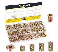 Mardatt 150PCS M6 x 10/12/15/20mm Barrel Nuts, Yellow Zinc-Plated Carbon Steel Cross Dowels Slotted Barrel Nut, M6 x 15mm Threaded Inserts with M6 x 10mm T-Nuts Kit, for Wood Furniture Screw