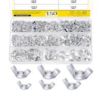 Mardatt 150Pcs Wing Nuts Assortment Kit, Assorted Sizes Carbon Steel Zinc Plated Butterfly Wing Nuts Wing Fasteners Butterfly Nut-3/8”-16, 5/16”-18, 1/4”-20, #10-24, #8-32, #6-32