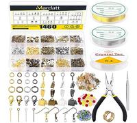 Mardatt 1616 Pcs Jewelry Making Supplies Kit - Includes Pliers, Beads, Wires, Silver Pendants, Jump Ring Opener, Tweezers, Thimble Ring Accessories for Jewelry Repair
